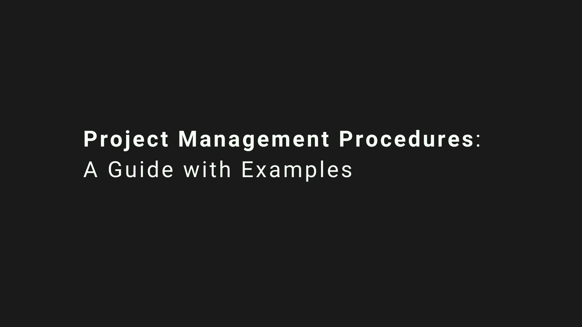 Project Management Procedures: A Guide with Examples
